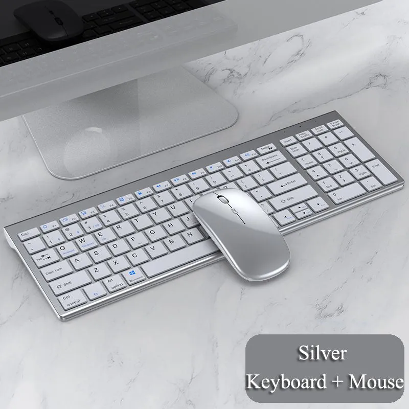 Kablosuz Bluetooth Klavye Üç Mod Sessiz Tam Boyutlu Kablosuz Klavye ve Dizüstü Dizüstü Bilgisayar Masaüstü PC Tablet için Fare Combo
