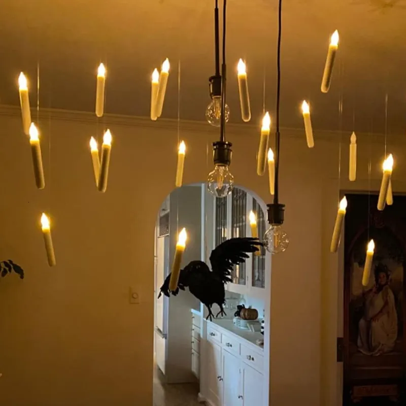 Acheter Bougies LED flottantes avec baguette magique, télécommande sans  flamme, bougie électronique conique, décoration de fête d'halloween,  lumières de bougie