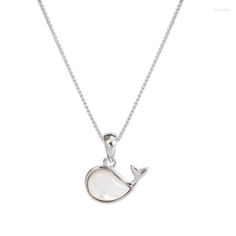 Pendant Necklaces Fashion Shell Little Whale Animal Necklace Silver Color Clavicle Chain For Women Jewelry Gifts