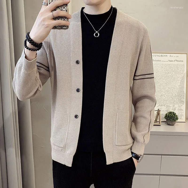 Camisolas Masculinas Masculinas Cardigã Suéter Masculino Moda Quente Casaco de Malha Casual Solto de Manga Comprida Homens Jumper Roupas Z195