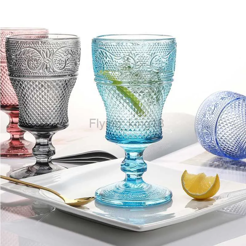 2 Pcs Coloré Vintage Gobelet Champagne Fête De Mariage Verres À Vin Coupe Cocktail Whisky Tasses Cristal Sculpture Jus Bière Verre HKD230809