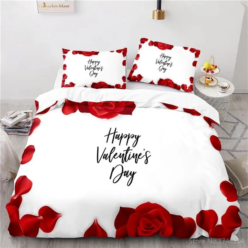 Conjuntos de Lençóis Rosa Amarela Flores Impressão 3D Conjunto Queen King Size Capa de Edredom Colcha Macia Fronha Têxtil Doméstico Roupa de Cama252K