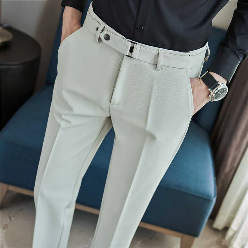 Men's Light Grey Twill Slim Fit Suit Pants