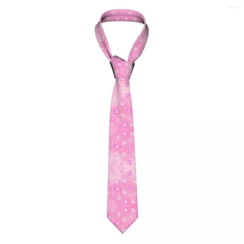 Bow Ties Pastel Pink Aesthetic Dice Pattern Tie DND Game D20 DD Daily Wear Cravat Street Slips Polyester