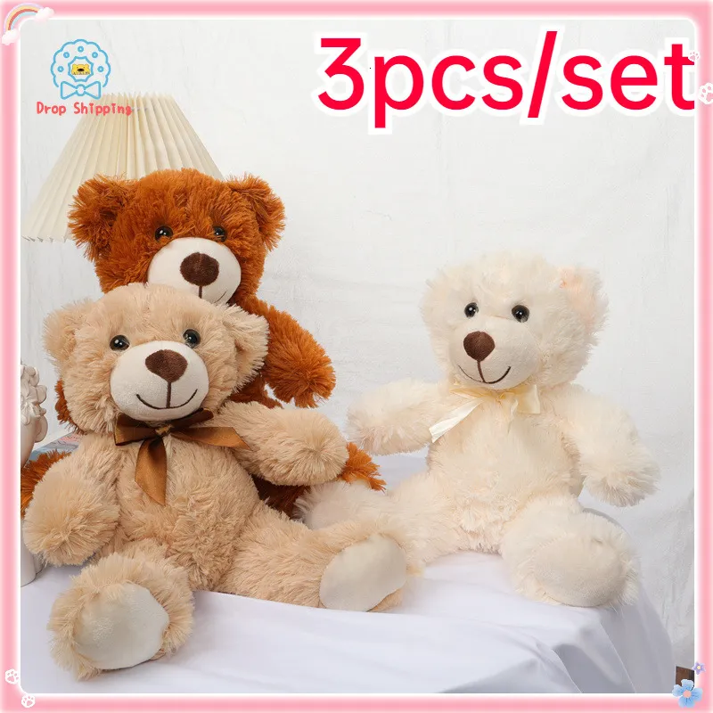 Poupées en peluche 3 paquets ours en peluche doux ours en peluche peluche Kawaii bébé jouets de couchage décor à la maison enfants cadeau 230809