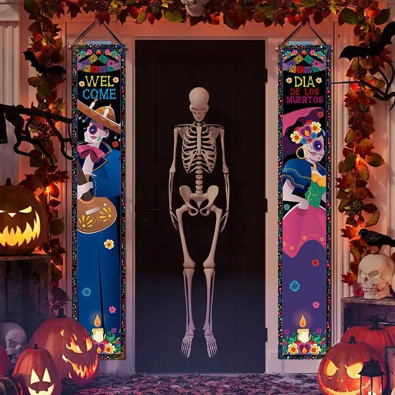 2023 Halloween Dekoration MrMrs Outdoor Party Supplies Horror Haus Tag Der  Toten Party Veranda Zeichen Hängen Tür Vorhang Banner T230808 Von 2,51 €