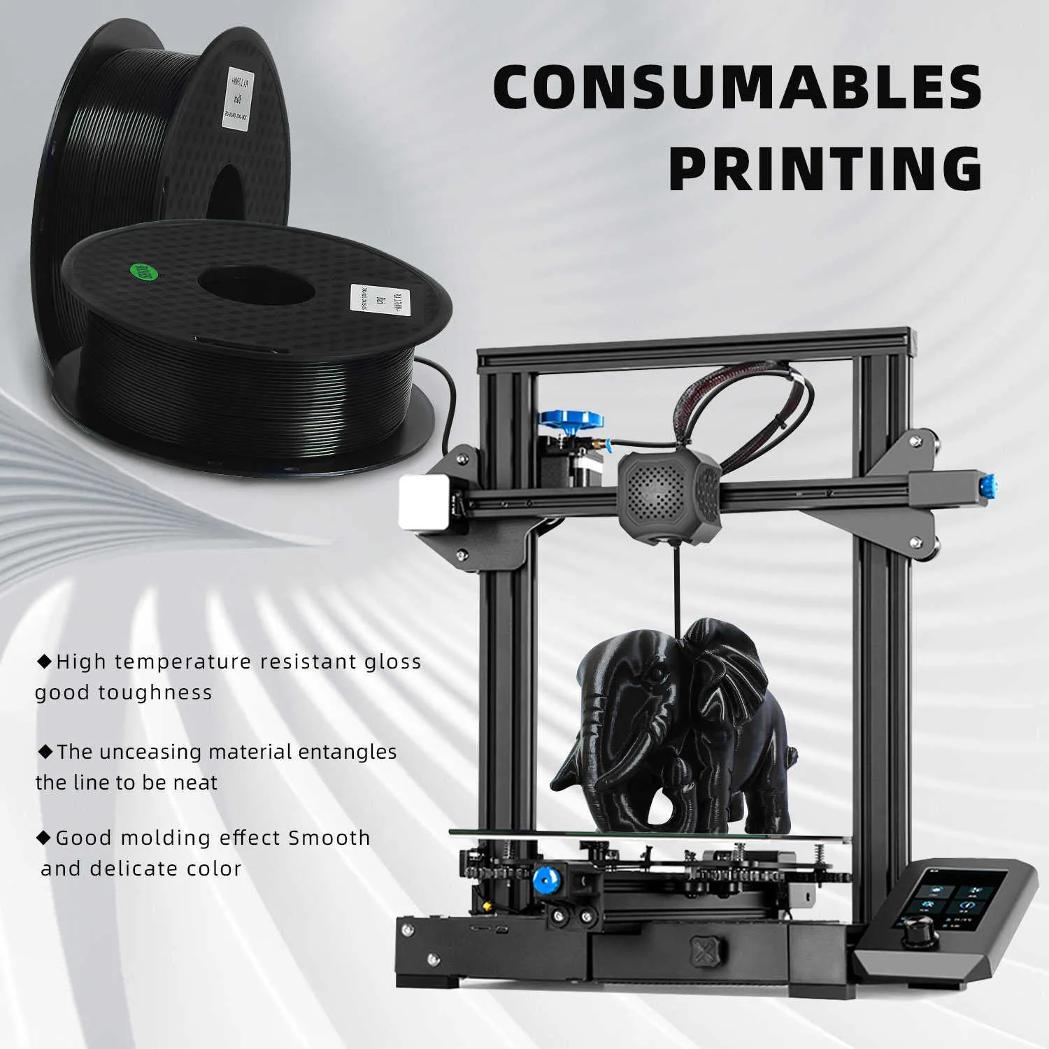 3D Printer PLA Filament 1.75MM 1KG Spool High Quality Print FDM Multiple Color