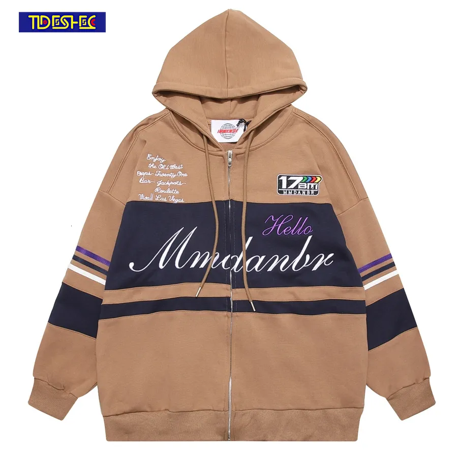 Sweats à capuche pour hommes Sweatshirts Hip Hop Lettre Broderie Zipper Veste À Capuche Hommes Femmes Surdimensionné Sweat Vêtements Harajuku Hiver Y2K Gothique Streetwear Manteau 230808