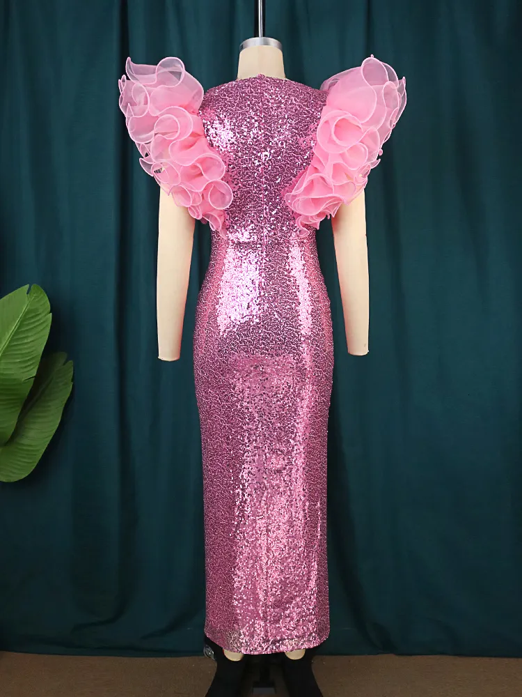 Pink Sequin Party Dress - Womens Sparkly Bodycon Gown
