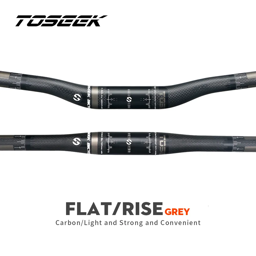 Fiets Stuur Componenten TOSEEK Carbon Stuur MTB Flat Of Rise 318580600620640660680700720740760mm Matte Onderdelen 230808