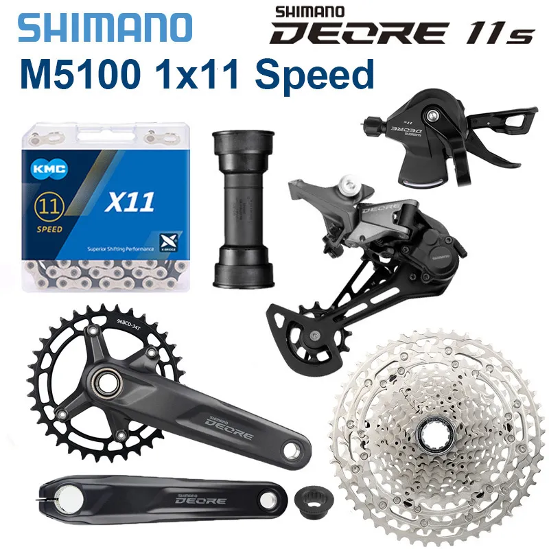 Bike Derailleurs Shimano Deore M5100 11 Speed Groupset Shift Derailleur MTB 11V Crankset 32T 34T 36T 11S K7 1142T51T Bicycle Chain BB52 MT501 230808