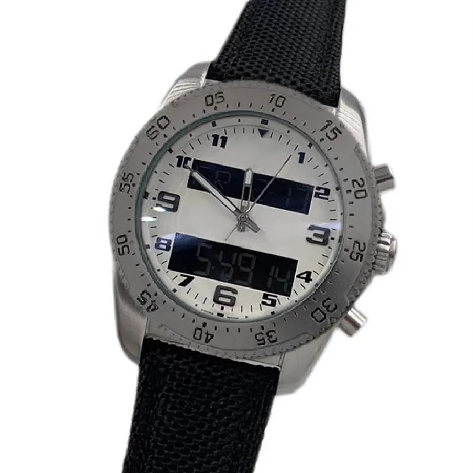 男性の豪華な腕時計プロフェッショナルメンズデザイナーウォッチデュアルタイムゾーンウォッチ電子ポインターディスプレイモントレデュラックスwristwat264p