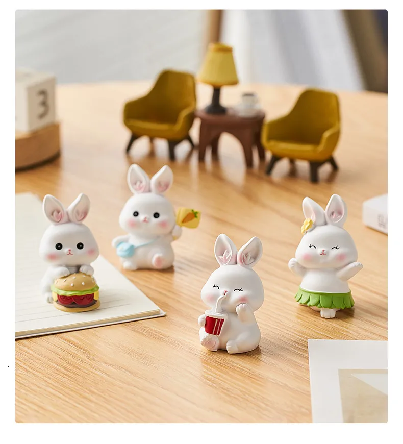 Декоративные предметы фигурки Прекрасный декор кроличьи миниатюрные зайцы животные статуэтки смоля