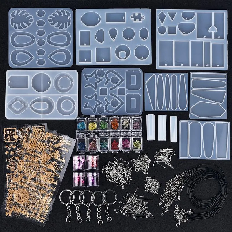 Akrylplast lucite diy uv epoxi harts mögel set handgjorda dingle örhängen hänge nyckelkedja silikon mögel för smycken casting mögelverktyg hartshantverk 230809