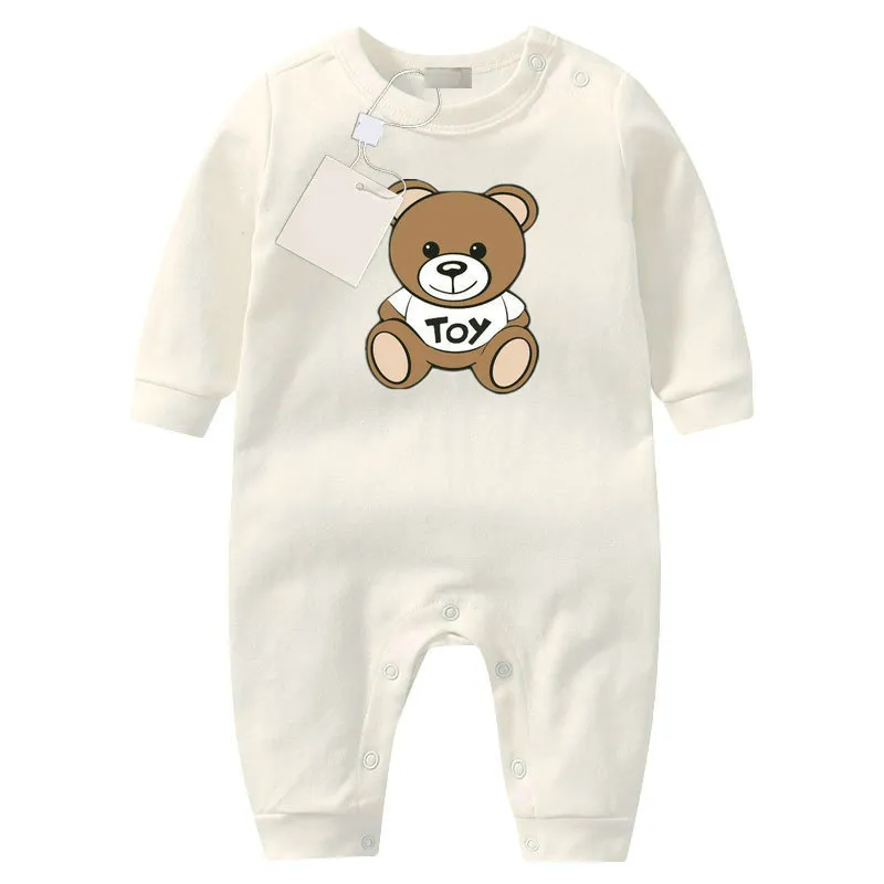 6 färger designer söta nyfödda babykläder set spädbarn baby pojkar tryck björn romper baby flicka jumpsuit 0-12 månad