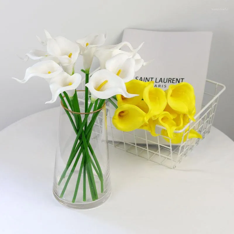 Dekorativa blommor 6st 32 cm Artificial Pu Mini Calla Wedding Handheld Flower Home Decoration Art