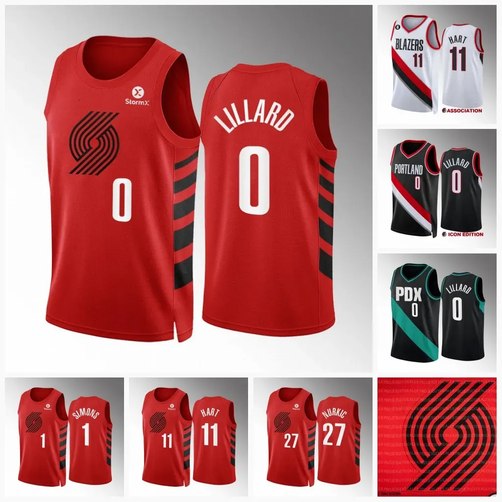 Maillots de basket-ball personnalisés Portland ''Trailblazers'' Déclaration Blazer Damian 0 Lillard Josh 11 Hart Anfernee 1 Simons 27 Jusuf 27 NurkicDrew 24 Eubanks