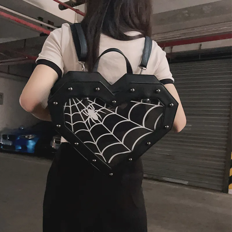 Gothic Spiderweb w kształcie serca plecaki ita do ciemnej lolita holloween wyświetlacz torebkę i torbę na ramię