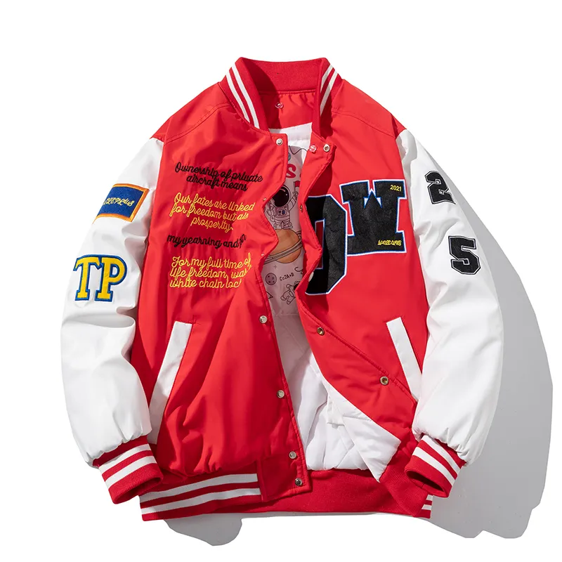 Męskie kurtki kurtki uniwerek mężczyźni kobiety zimowe hafty baseball Hip Hop Letter Cartoon Anime Płaszcz z kapturem amerykańska para Windbreaker 230808