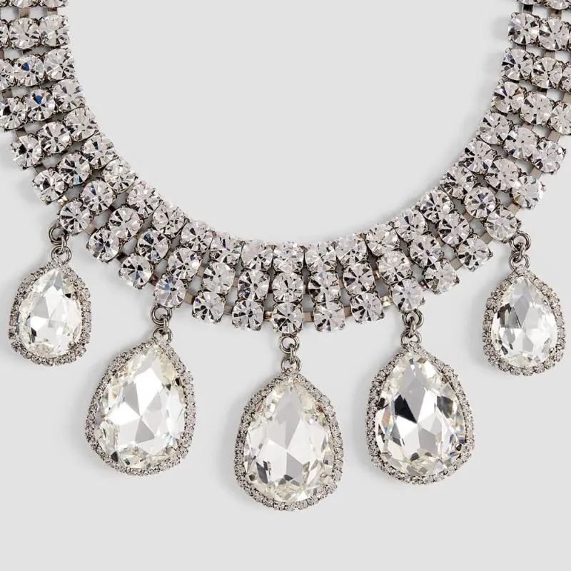 Crystal Statement Choker Necklace - Glass Crystal Collar For Women & Bridal Jewelry