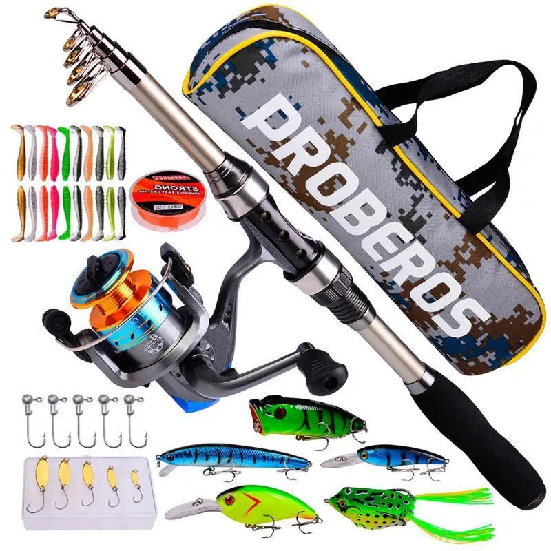 Rod Reel Combo Telescopic Fishing Sea Spinning Baits Hooks Saltwater Freshwater Professional Lures Full Kits 230809