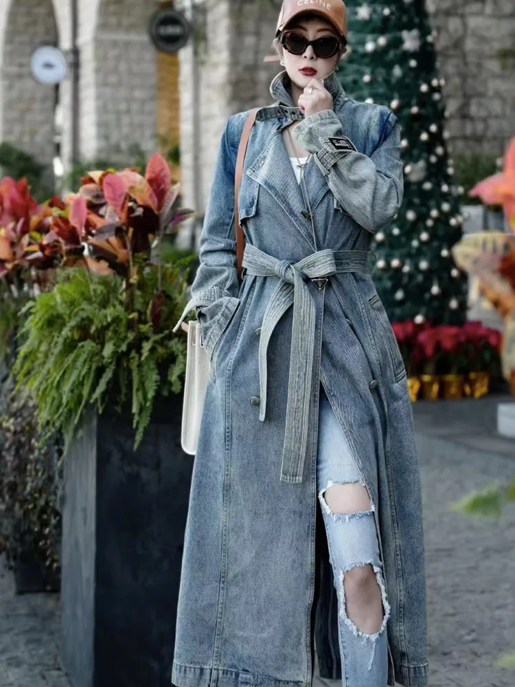 Trenchs Femme Automne Et Hiver Denim Long Manteau Manteaux Femme Hiver Luxe Manteaux Femme En Offre Manteaux Femme Vestes Trench Coat Femme 230808