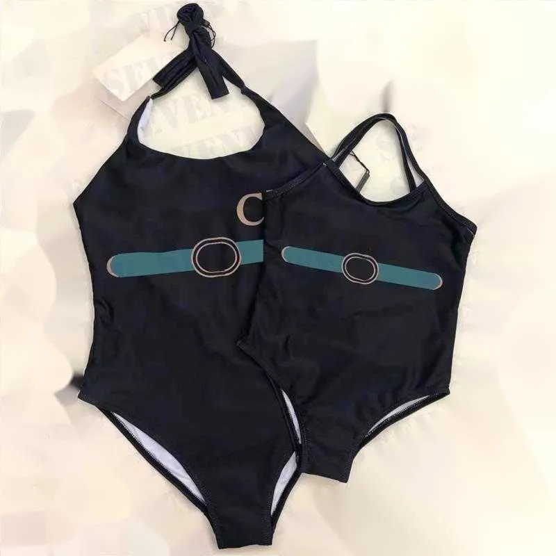 Women's Swimwear Classic Letter Summer Swimwear One Piece Kids Girls Swimsuit Outdoor Vacation Mother and Suit