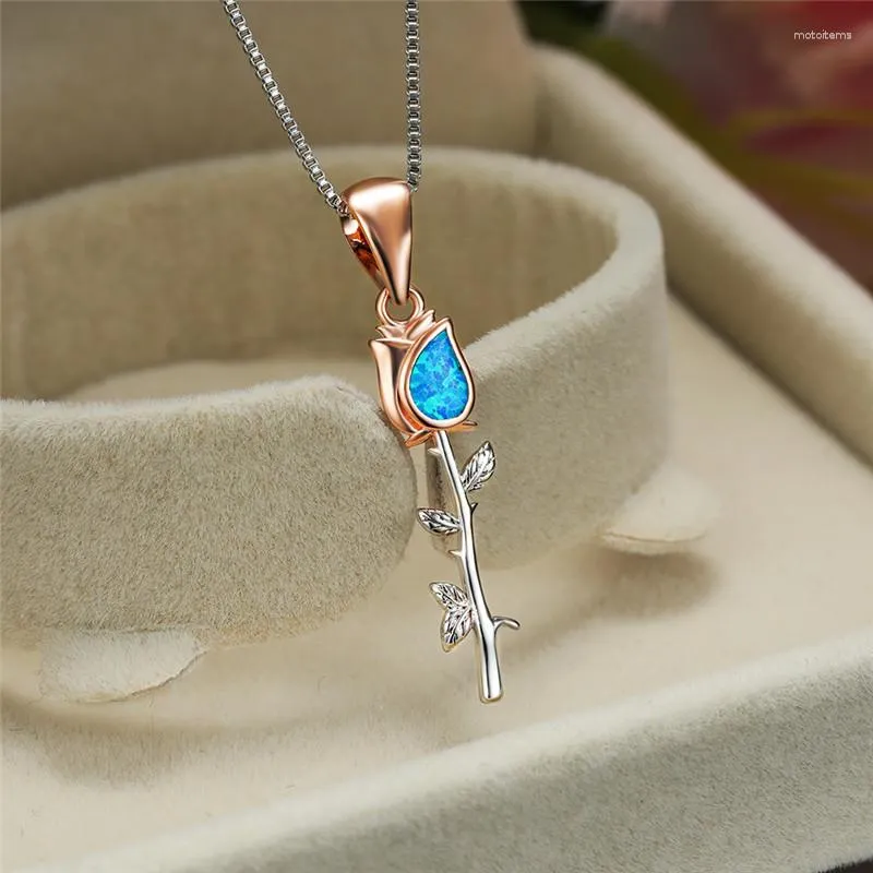 Pendant Necklaces JLP334 Rose Bright Fashion Opal For Women Elegant Jewelry Friendship Gift DZ061