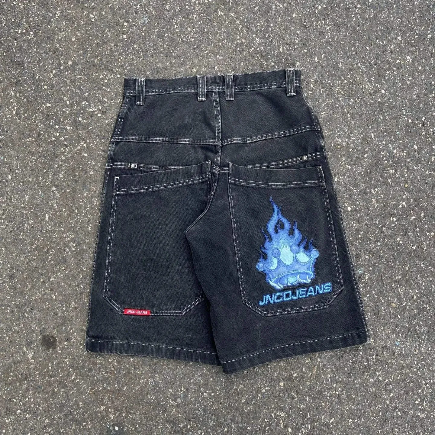 Men Shorts Fashion: Baggy Denim Shorts With Dragon Graphic
