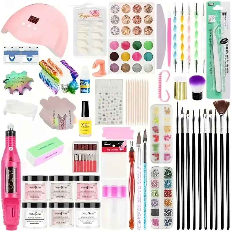 Kit complet d'art d'ongles en acrylique - Obtenez des manucures professionnelles à la maison avec tout ce dont vous avez besoin !