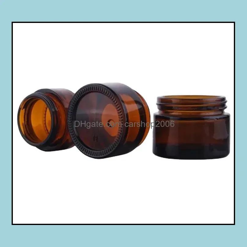 brown amber glass cream bottle jar black lid 5g 10g 15g 30g 50g 100g cosmetic jars packing bottles