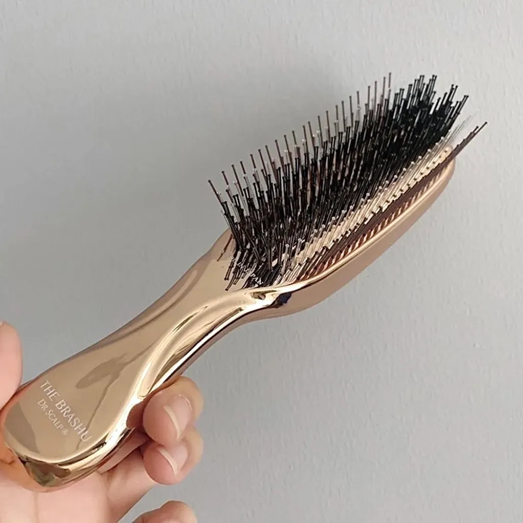 Hair Brushes Japanese Premium Head Massager Scalp Brush Shampoo Wet Plastic Detangling Cleaning Comb Rose gold 230809