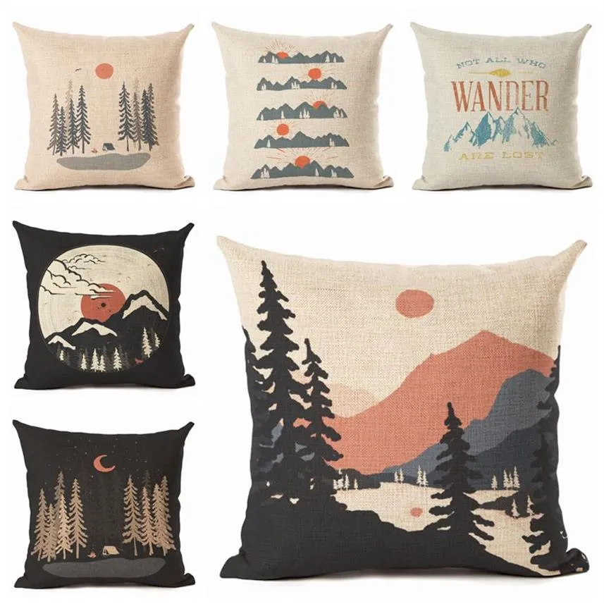 Shabby Chic Decor Home Decor Zima Mountain Cushion Cover Camp Rzut poduszka na sofę krzesło na zewnątrz malownicza poduszka 45 cm COJINE273H