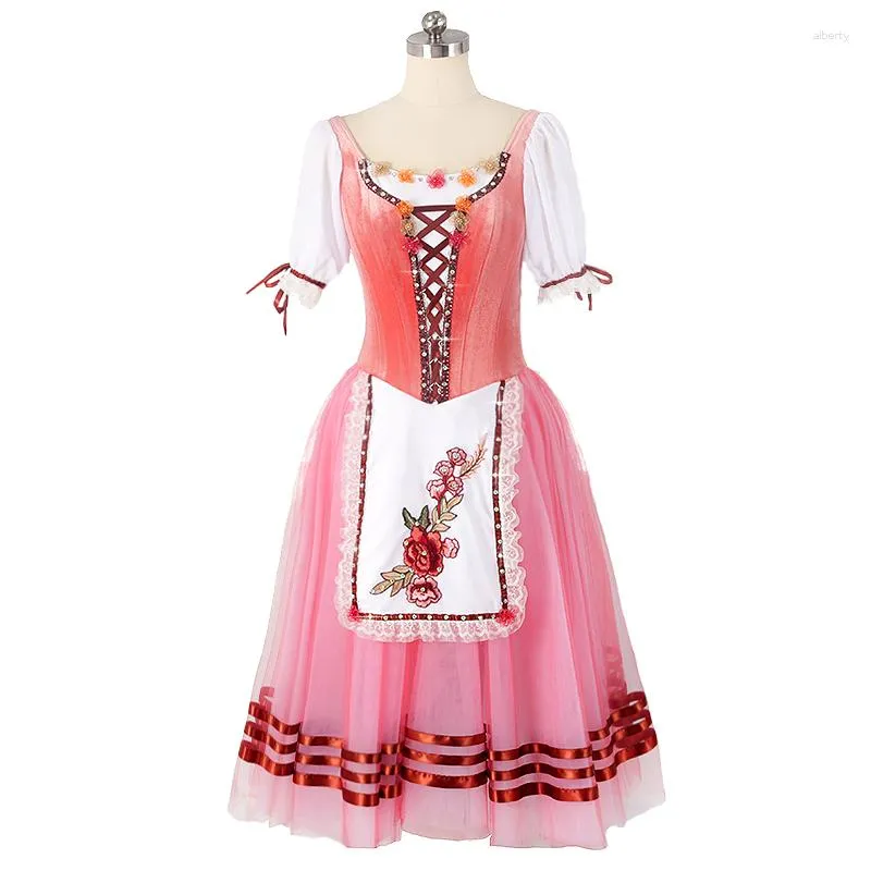 Vestuário de palco colorido profissional de alta qualidade tamanho personalizado crianças meninas adulto mulher desempenho rosa ternura balé romântico tutu