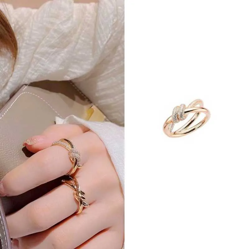 Brand Charm Star Style Noth Ring avec rose Gold plaqué LUMBRE LUMBRE ET NICHE BOW SIMPLE DÉCoration élégante