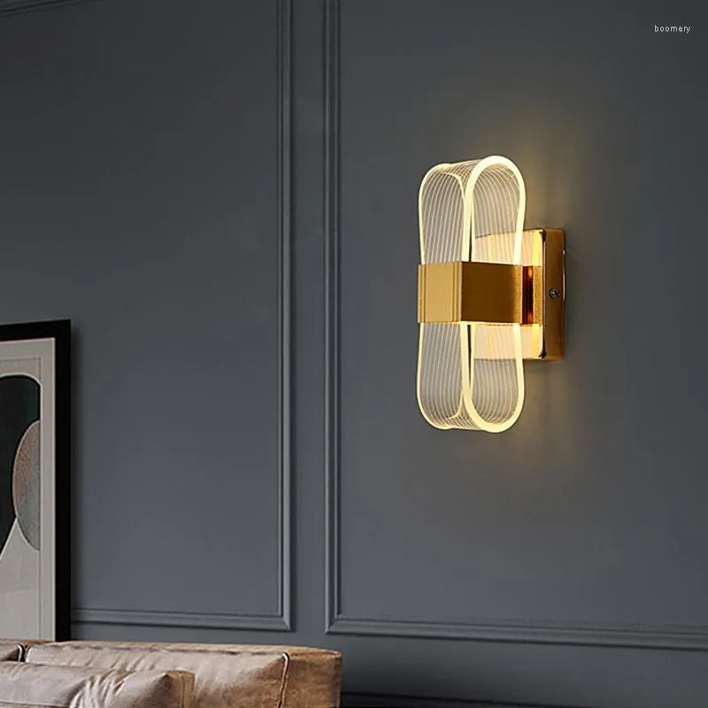 Wall Lamp Acrylic Art Modern Black/Gold Sconce For Bedroom Bedside Living Room Background Corridor Battroom Indoor Lighting