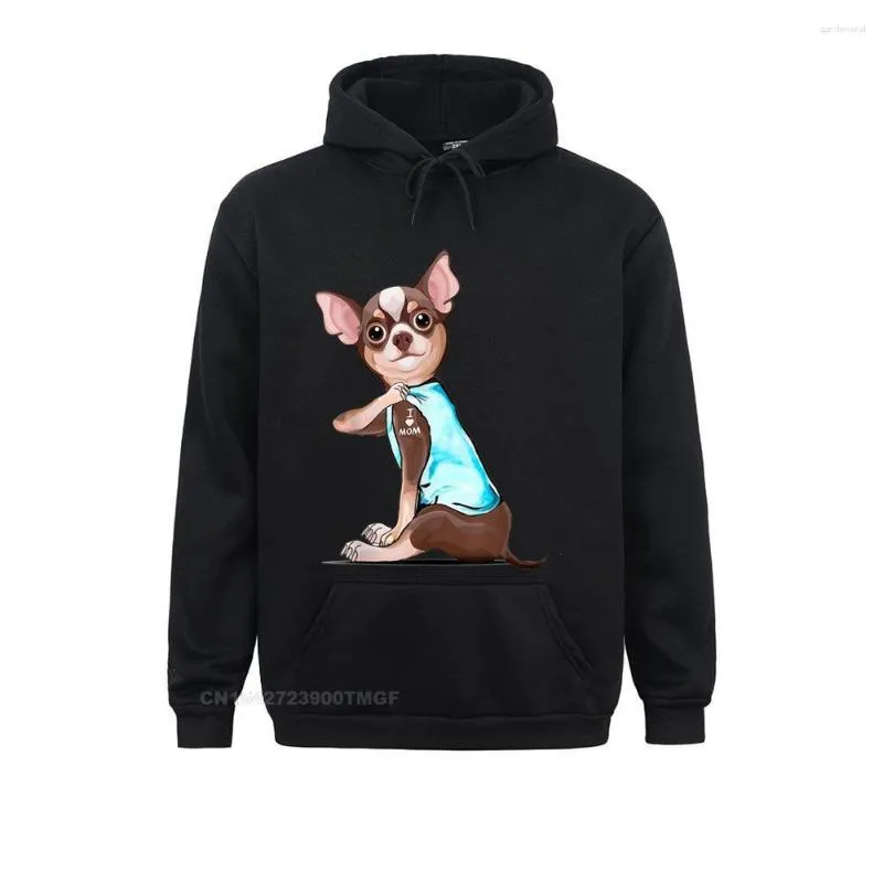 Sweats à capuche pour hommes j'aime maman drôle Chihuahua tatoué sweat à capuche surdimensionné sweats pour hommes famille année jour à manches longues Rife vêtements