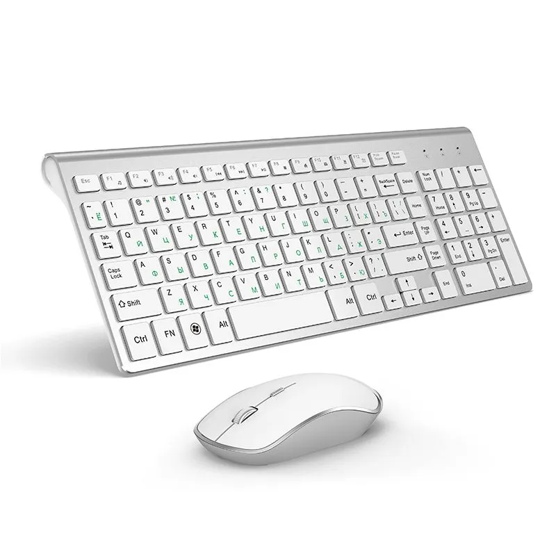 2.4g sans fil clavier souris combo langue russe portable mini clavier multimédia ensemble de souris pour windows pc ordinateur portable tablette