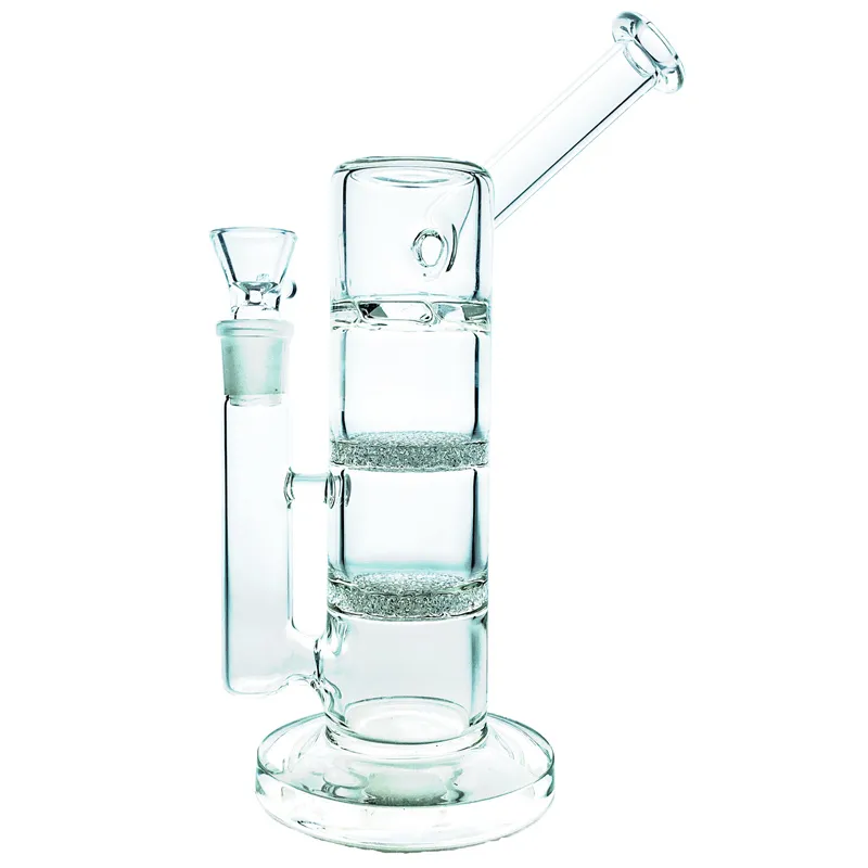 Glass Hookah Bong Double Sinertern Disc Tornado Dab Drain Drill Rig Rig Perc Side Drill GB-444-1