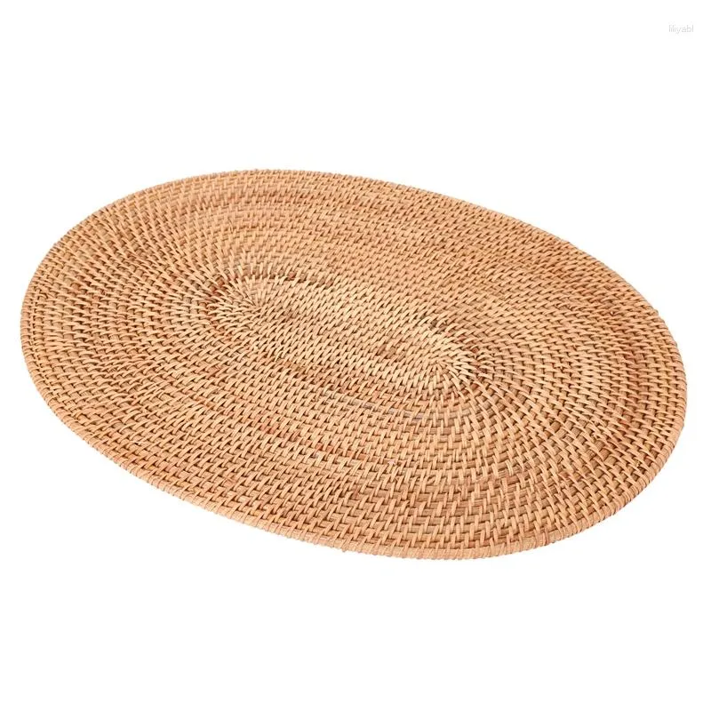 Tapis de table en rotin tissé napperons ovale rond antidérapant résistant à la chaleur napperon naturel polyvalent napperon 30X40cm