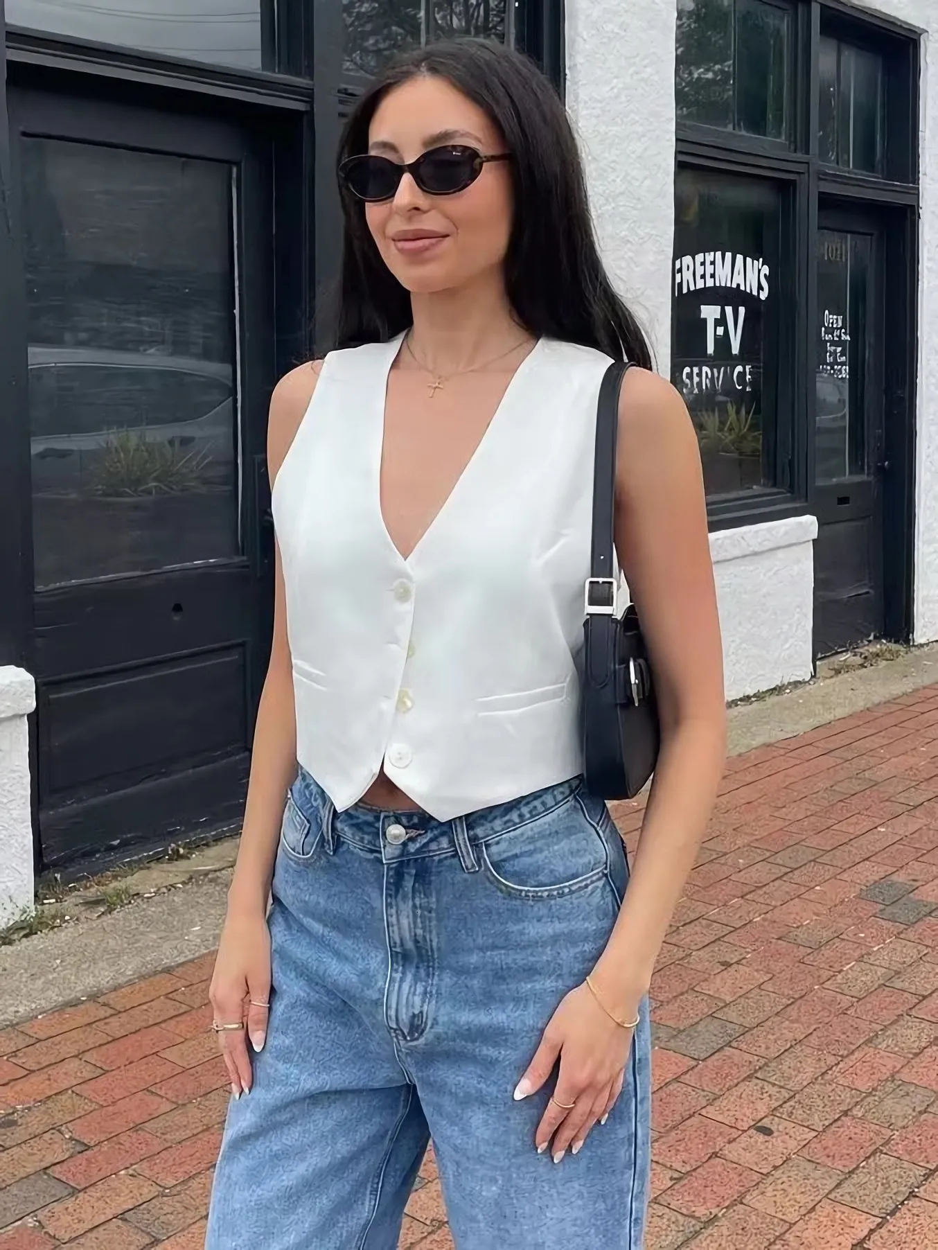 Colete Sem Mangas De Mulheres: Coletes De Verão Femininos Elegantes, Tampas  Sem Mangas De Peito Único Vintage Em V Para Mulheres, Leves Para Uso Diário  De $81,4 | DHgate, image size:1354x1804