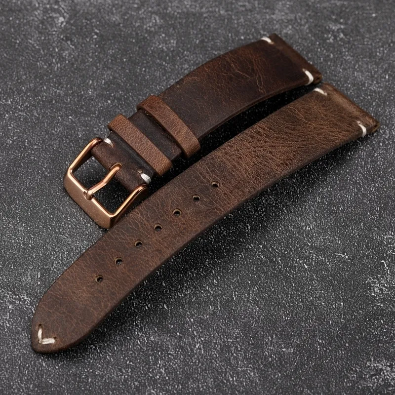 Bracelet De Montre En Cuir Vachette Noir – Largeurs 18/20/22 Mm, Modèle Soft Vintage, Neuf