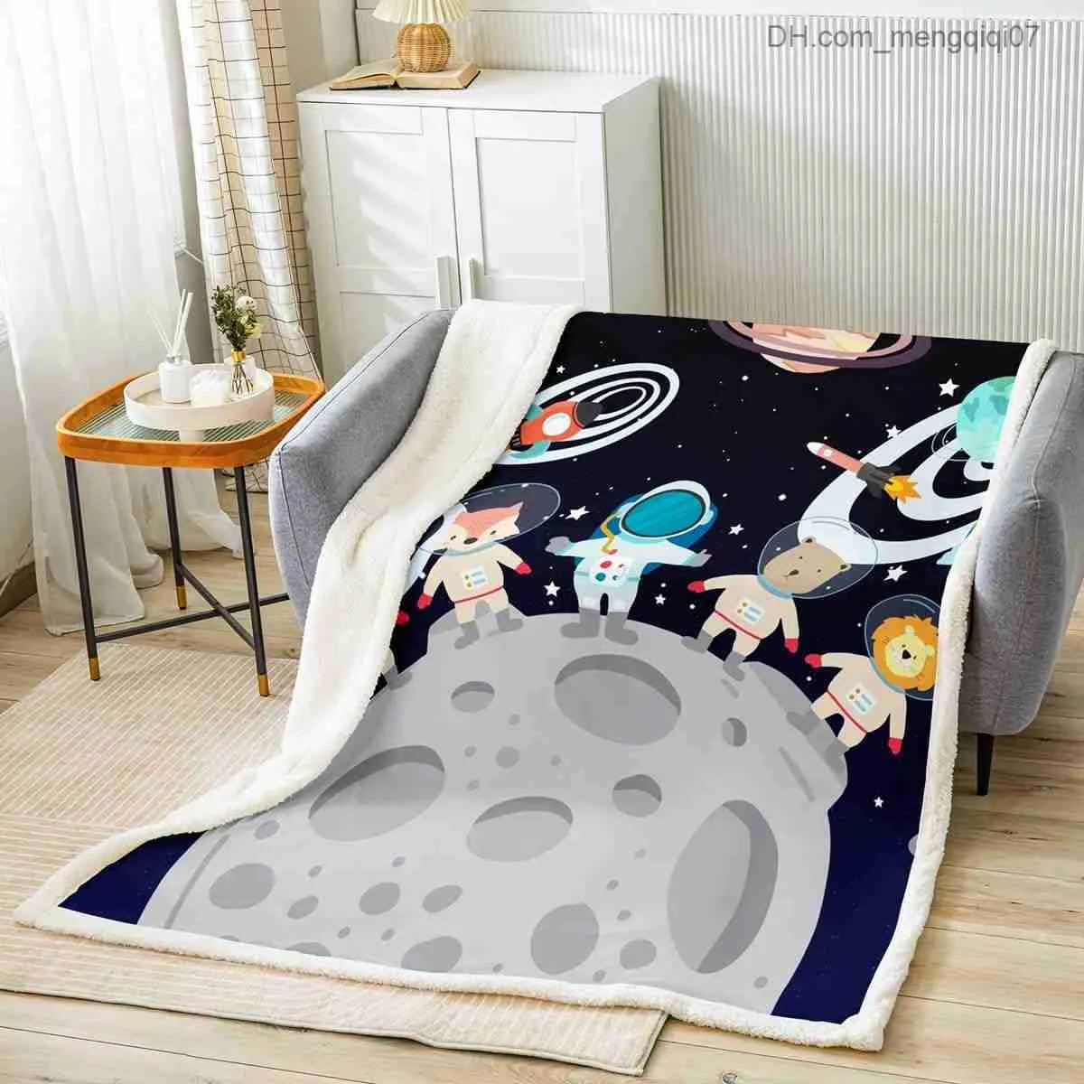 Couvertures Swaddling Jeter des couvertures dans l'espace animaux de dessin animé astronautes canapés couvertures planètes galactiques roquettes lits pour enfants couvertures Z230809