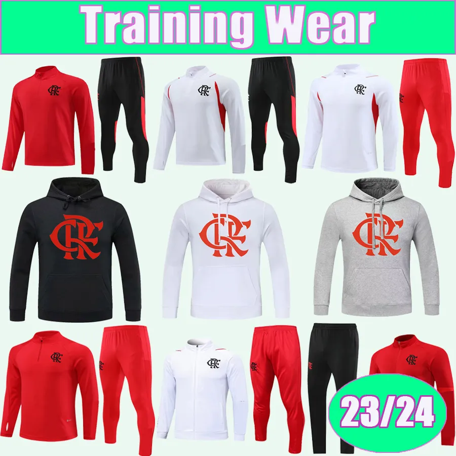 23 24 Flamengo Jas Trainingspak Voetbalshirts PEDRO DE ARRASCAETA GERSON L. ARAUJO GABRIEL B. ERICK E. RIBEIRO THIAGO MAIA Capuchon Trainers Voetbalshirts Uniformen