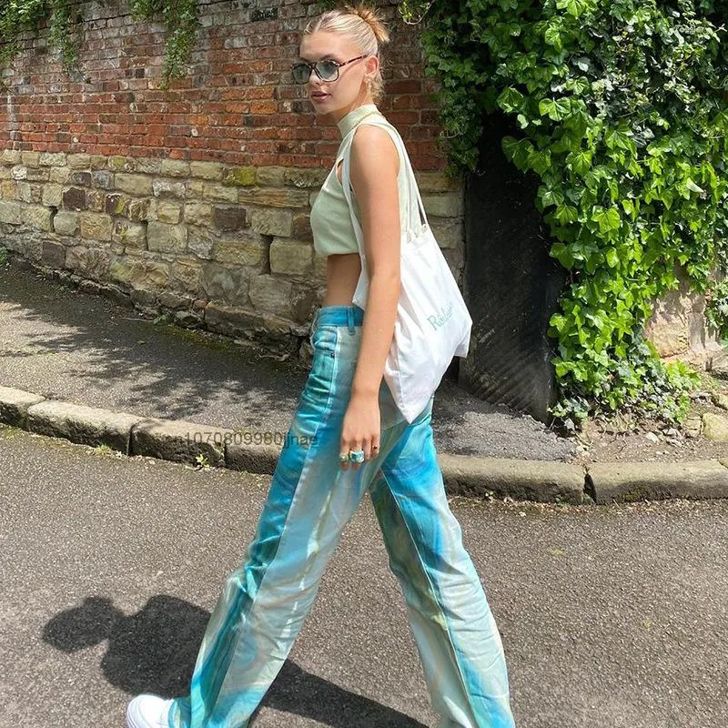 Pantalon femme femmes été mode ample droite mi taille Y2k vêtements fille Harajuku Streetwear à la mode élégant Vintage longue dame