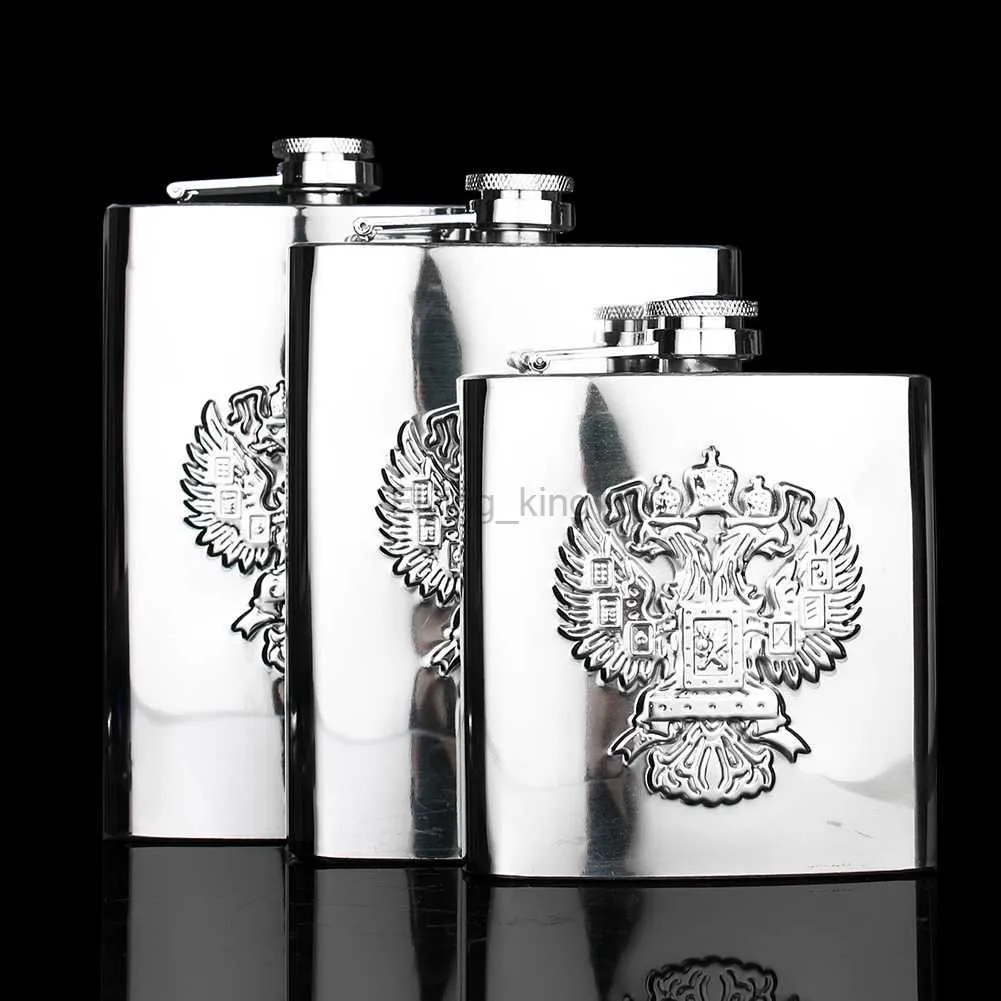 6/8/9 Oz 304 Aço Inoxidável Águia Russa Hip Flasks Jarrão Portátil Álcool Uísque Garrafa de Vinho Pote de Licor Utensílios de Bebida Presentes Masculinos HKD230809