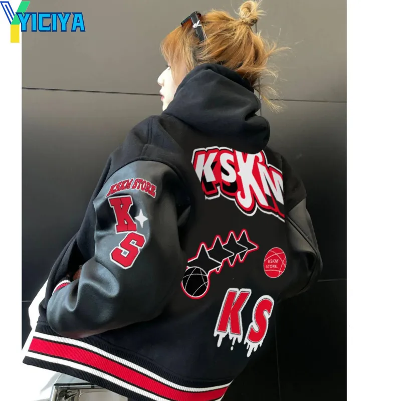 Womens Jackets YICIYA Varsity Jacket Coats Bomber Women In Outerwear Unisex American Vintage Baseball Jackets Oversize Motorcycle Coat Met 230808 From 73 42 DHgate
