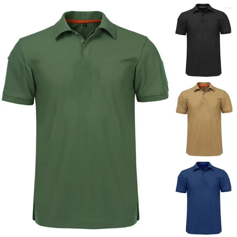 T-shirts pour hommes chemise tactique militaire Sport de plein air séchage rapide revers manches courtes été respirant randonnée entraînement t-shirt boutons supérieurs