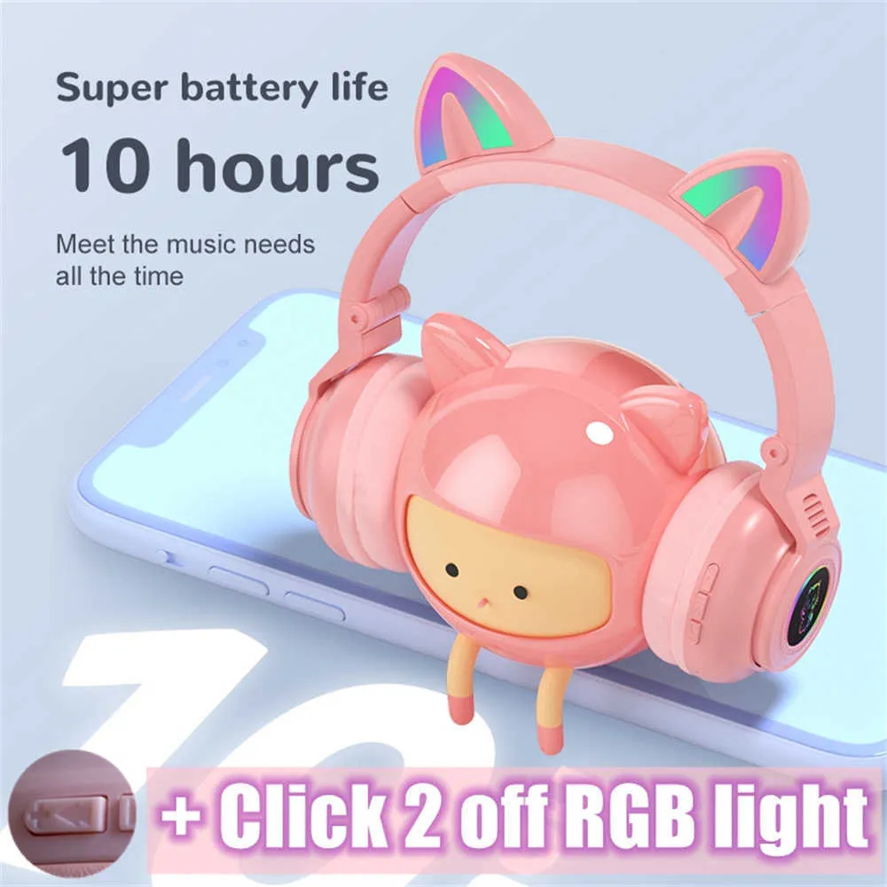 RGB Unicorn Wireless Headphones For Kids With Mic Control, RGB