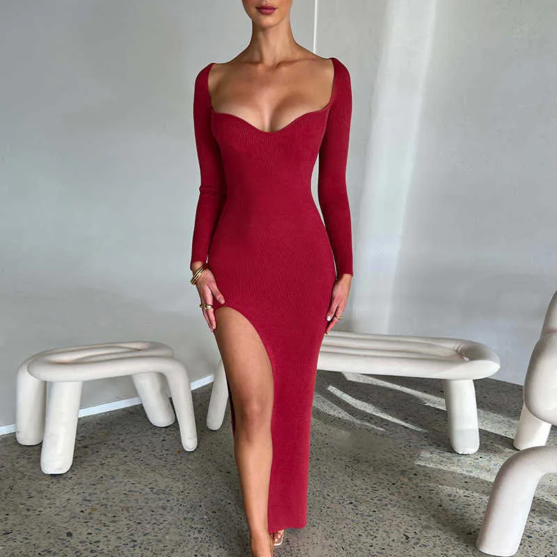 2023 New High Waist Graduation Slit Dress For Women Basic Casual